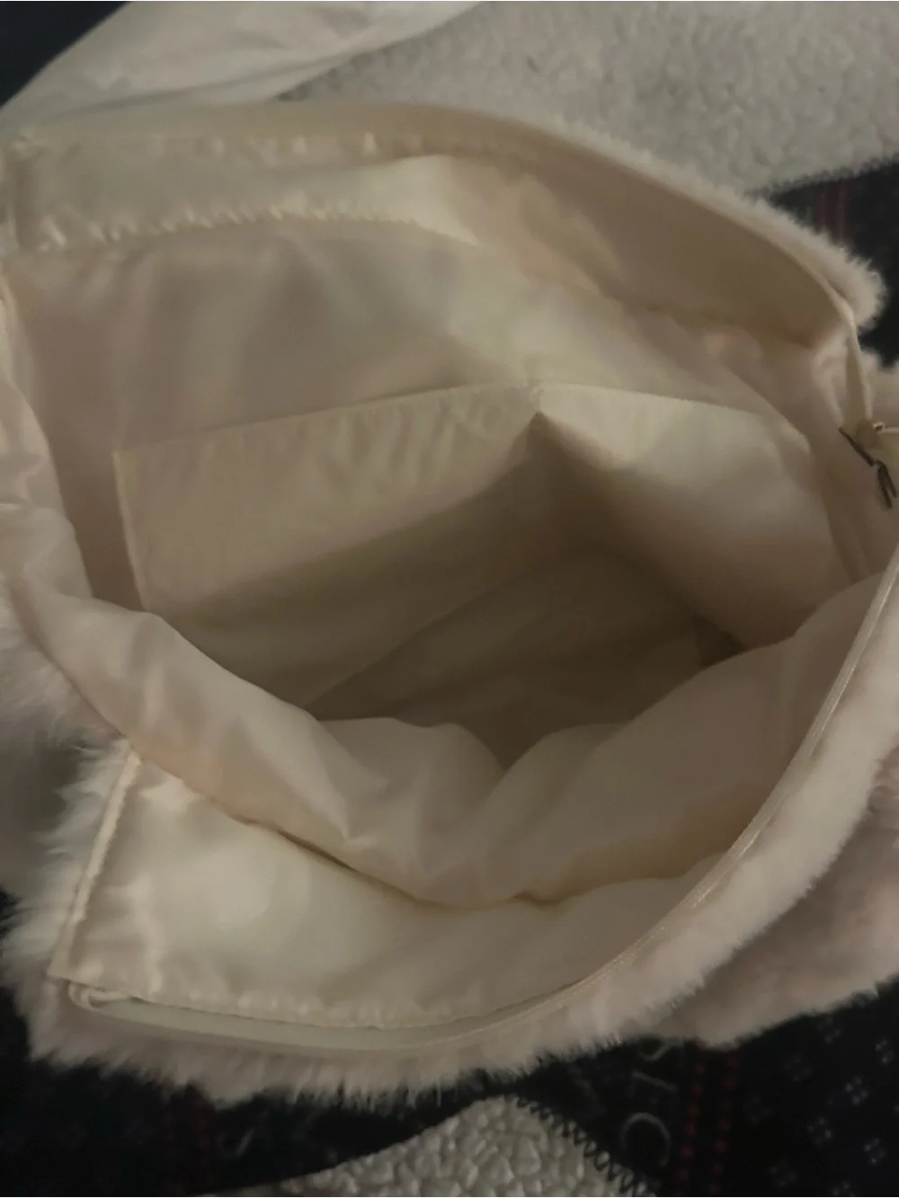 Victoria's Secret Off White Faux Fur Tote with Embossed VS Logo